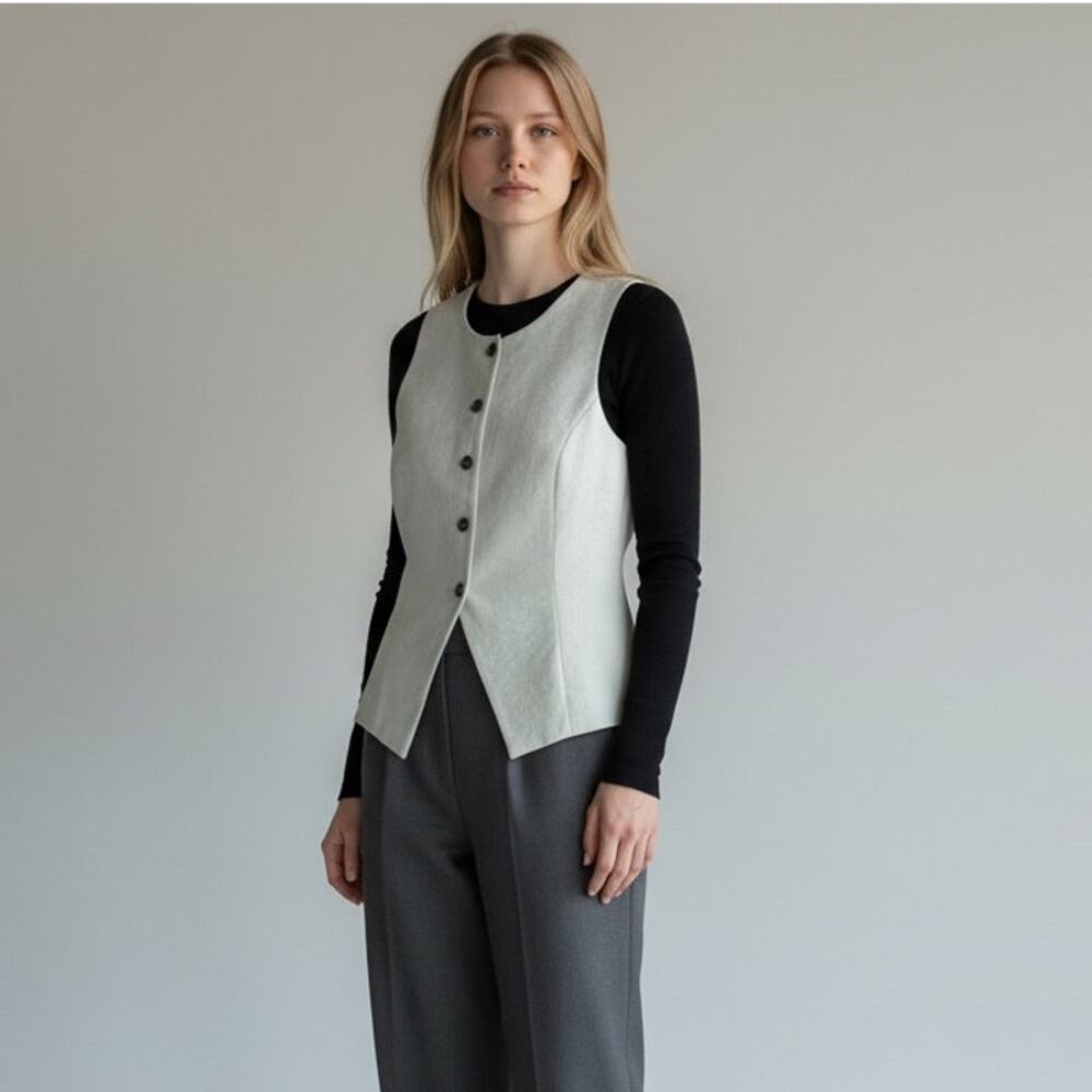 Christian Lacroix Button Front Vest Waistcoat NWT Women's Sz 6 Ecru Mob Wife